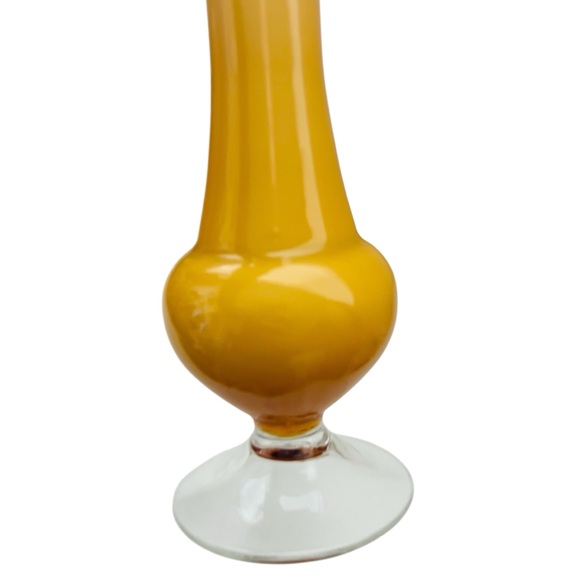 Vintage Italy Art Glass Yellow Amber Mid-Century Footed Pedestal Vase - Picture 3 of 6